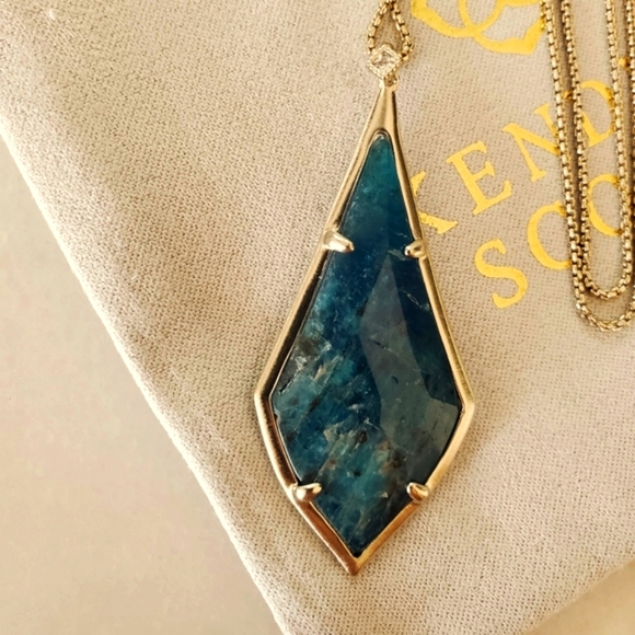 Kendra Scott Damon Pendant Necklace Aqua Apatite NWT - Picture 7 of 13